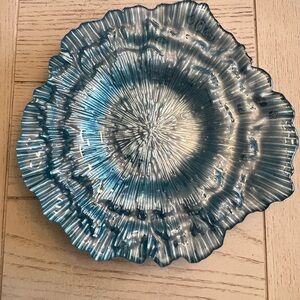 Blue Art Glass Textured Decorative Plate